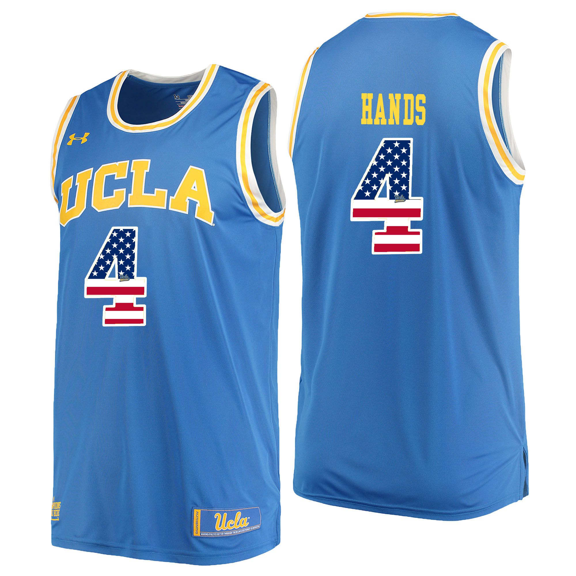 Men UCLA UA 4 Hands Light Blue Flag Customized NCAA Jerseys